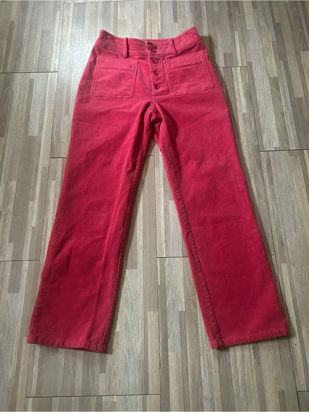Apiece Apart Marston High-Waist Straight Pink Corduroy Button-Front Pants Size 2 - Picture 2 of 9